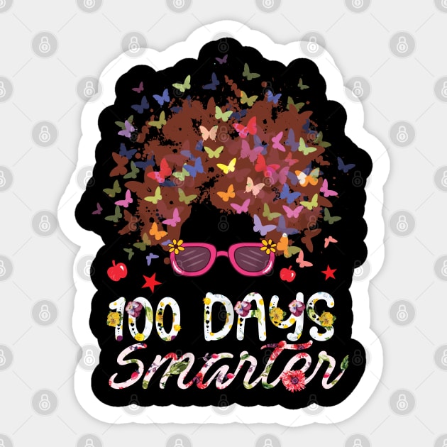 100 Days Smarter 100th Day Of School Girls Messy Bun Hair Sticker by soufibyshop